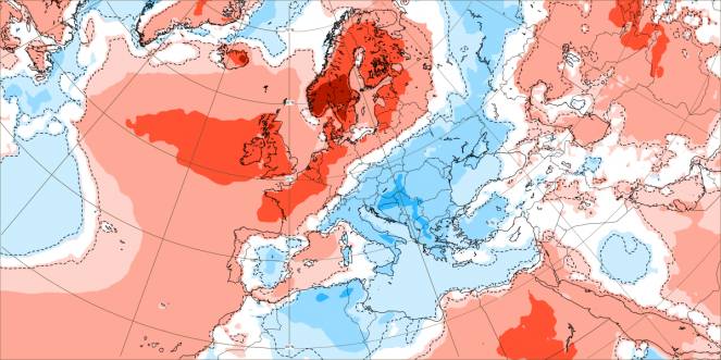 Anomalia di temperatura nella settimana 12-19 giugno 