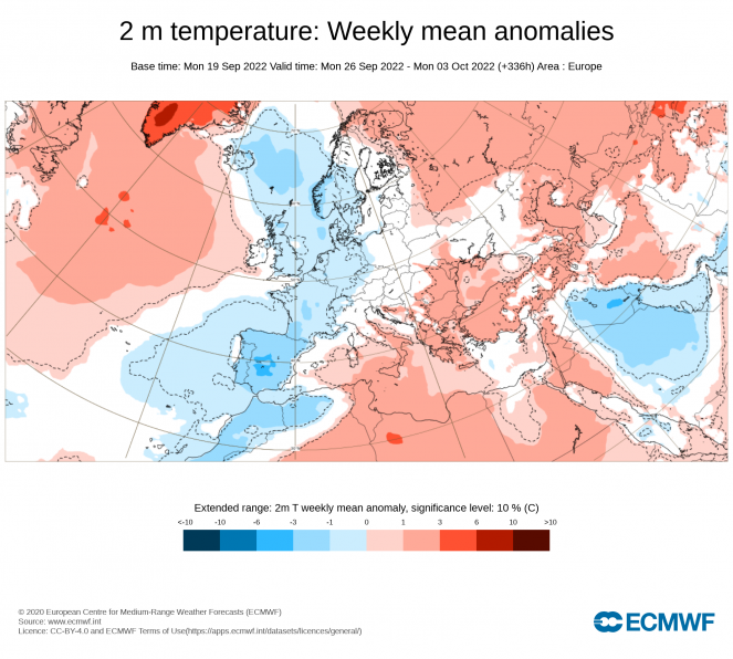 Anomalia di temperatura settimana 26-2 ottobre