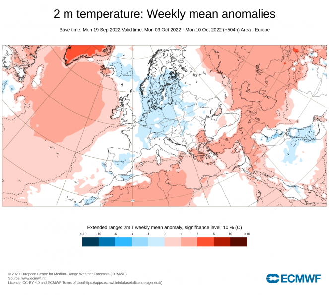 Anomalia di temperature settimana 3-10 ottobre