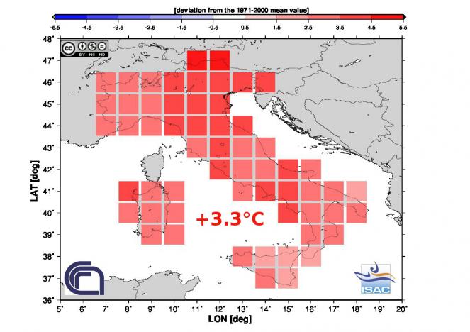 Anomalie di Novembre 2014 in Italia (fonte Isac-Cnr)