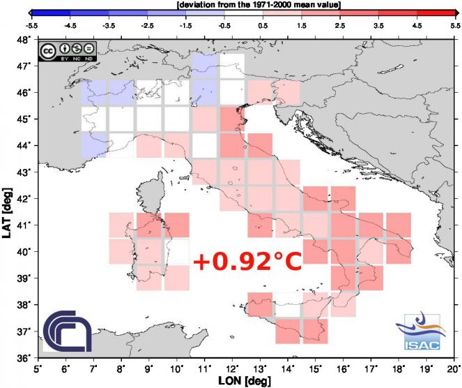 Anomalie di Settembre 2015 in Italia (fonte Isac-Cnr) 