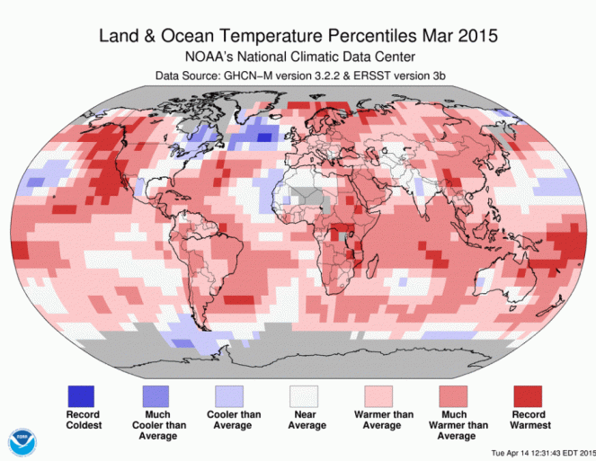 Anomalie di temperatura - Marzo 2015