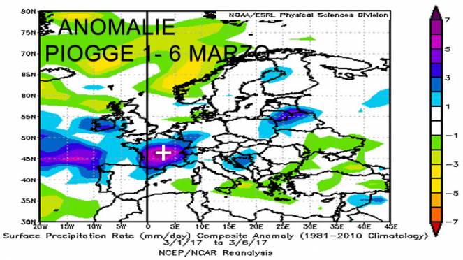 anomalie piogge 1-6 Marzo