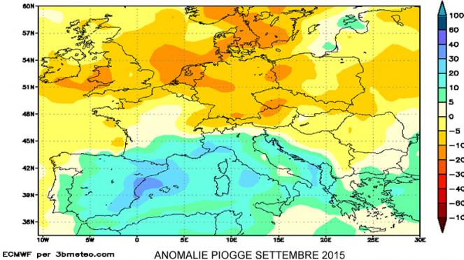 Anomalie piogge per Settembre 2015
