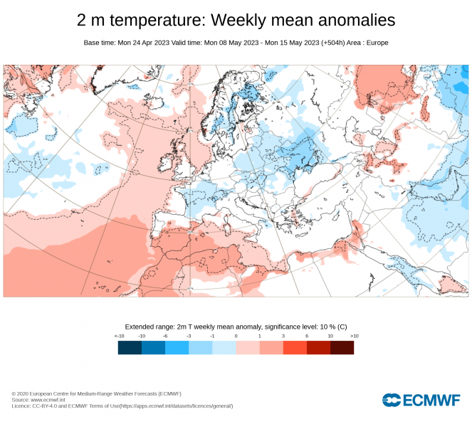 Anomalie temperatura 8-15 maggio