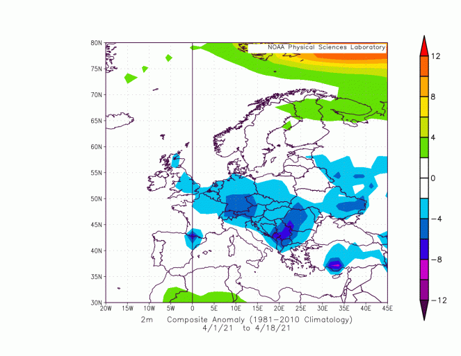 anomalie termiche in Europa