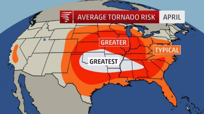 Aprile uno dei mesi con più alto rischio di tornado