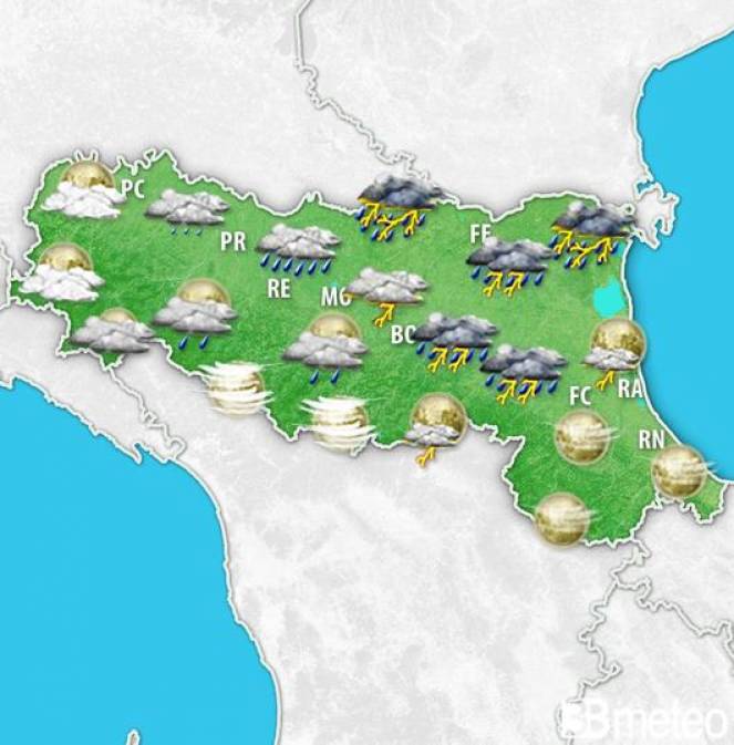 Aree temporalesche sull'Emilia-Romagna tra 22 e 23 luglio.