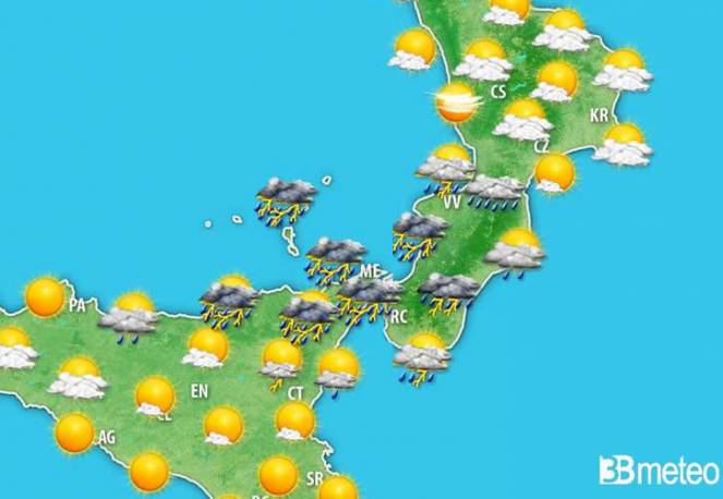 Avviso meteo, forti temporali, nubifragi e grandine tra Sicilia e Calabria nelle prossime ore