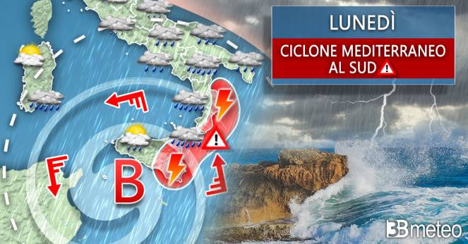 Avviso meteo: tra domenica e lunedì ciclone mediterraneo con maltempo al Sud