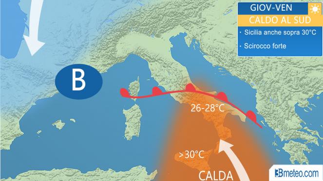 Caldo al Sud e Sicilia, anche oltre i 30°C