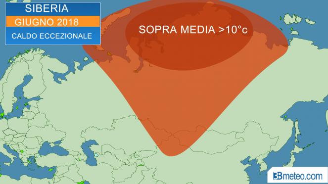 caldo eccezionale in Siberia a giugno