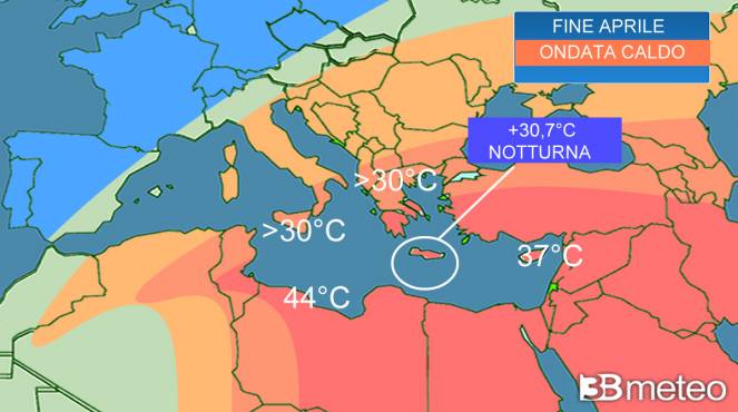 Caldo fuori stagione tra Nord Africa e sud est Europa