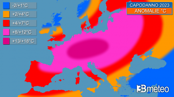 Caldo record in Europa fino a 18/20°C sopra la media