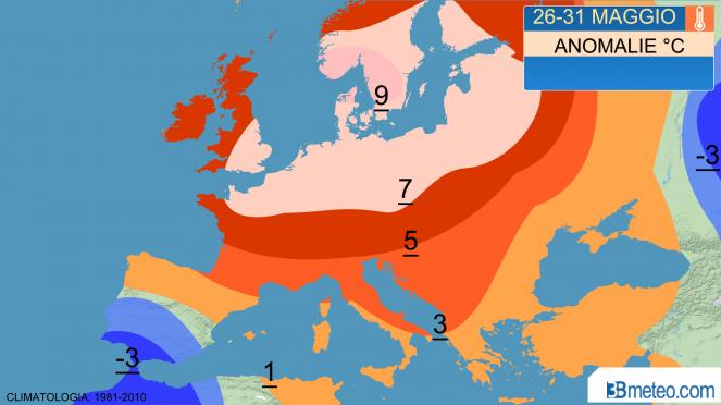 caldo su mezza Europa