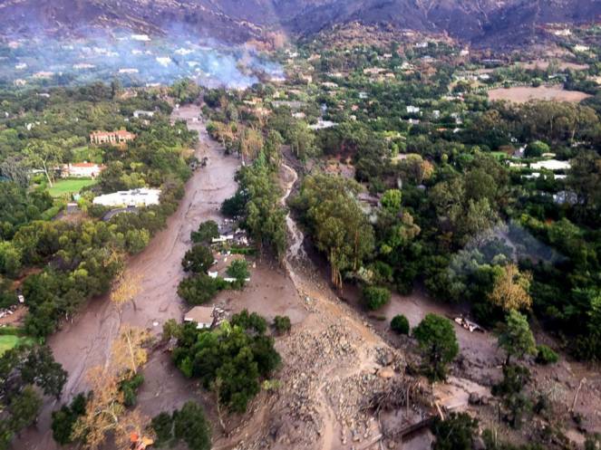 California la contea di Santa Barbara a nord di Los Angeles devastata da un'alluvione lampo