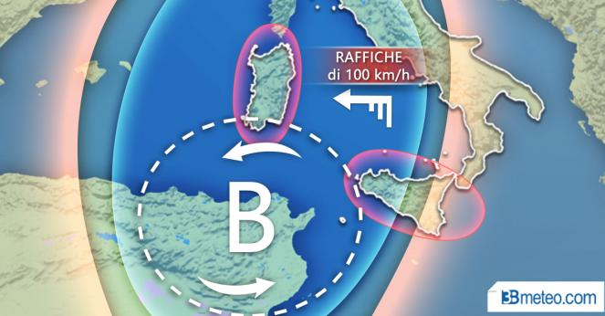 Ciclone afro-mediterraneo: venti ad oltre 100 km/h
