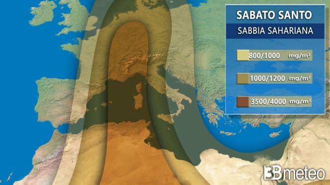 Concentrazioni sabbia sahariana Sabato Santo
