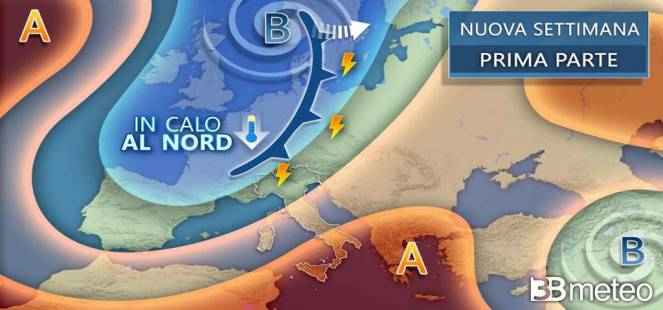 Settimana tra forti temporali e grandine al Nord, punte di 36Â°C al Sud. Tutti i dettagli