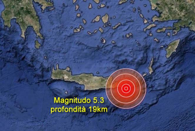 Creta forte scossa di terremoto di magnitudo 5.3
