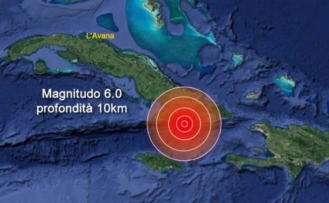 Cuba forte terremoto di magnitudo 6.0