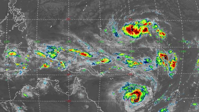 due circolazioni cicloniche gemelle sul Pacifico