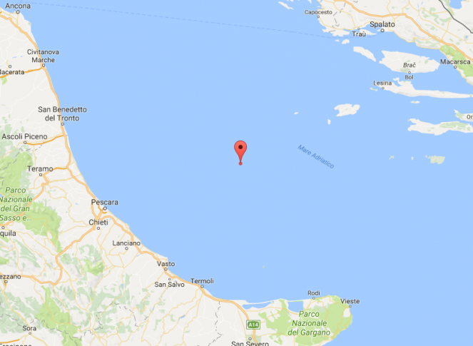 Epicentro del sisma in Adriatico