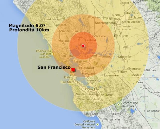 epicentro del terremoto in california