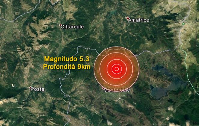 Epicentro terremoto, Montereale (AQ)