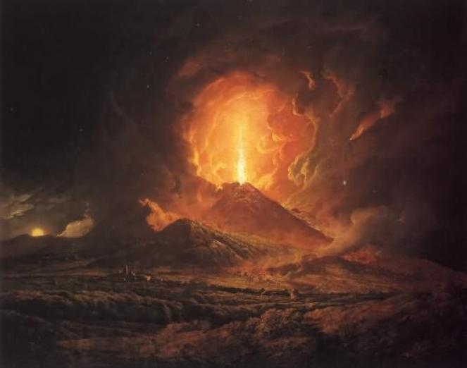Eruzione del Vesuvio in una Guasch del 1746