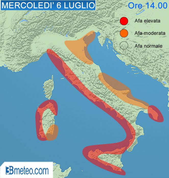 Estate 2016 caldo e afa sull'Italia per Mercoledì 6 Luglio