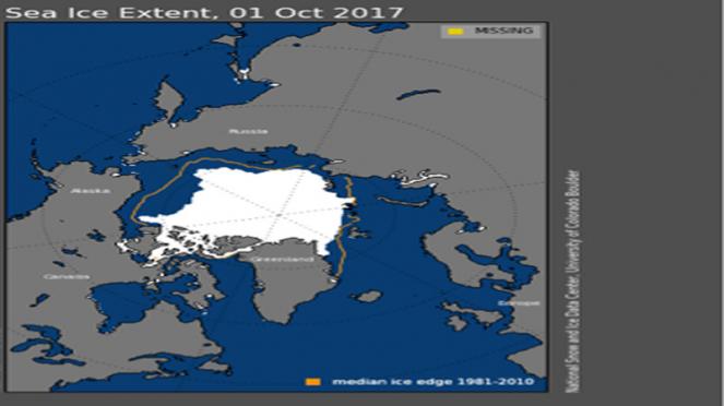 estensione ghiaccio artico al 1° Ottobre