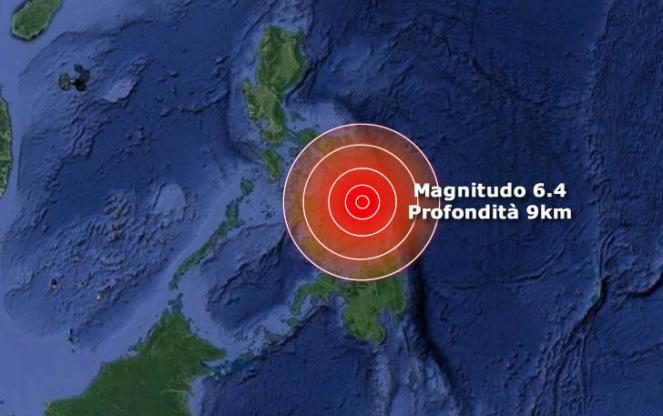 Filippine forte terremoto di magnitudo 6.4