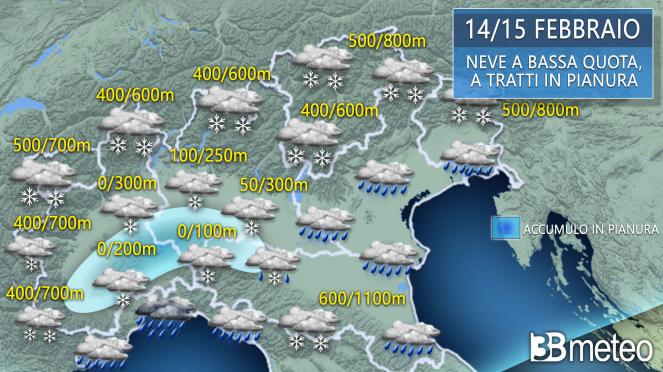 Focus neve sulle regioni del Nord Italia