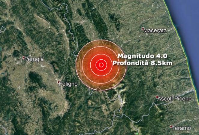 Forte scossa di magnitudo 4.0 avvertita nelle Marche, epicentro Muccia