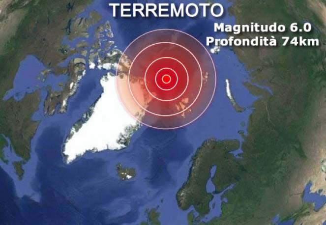 Forte terremoto al Polo Nord tra Groenlandia e isole Svalbard