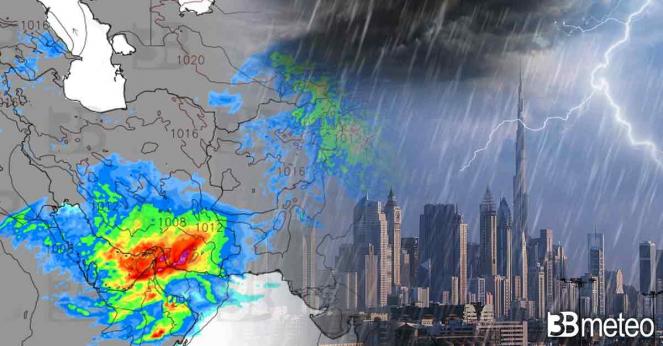 Cronaca meteo. Emirati Arabi Uniti, eccezionale maltempo con forti temporali; alluvioni e grandine tra Dubai e Abu Dhabi - Video