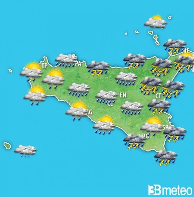 Forti temporali in Sicilia, situazione prevista nel pomeriggio