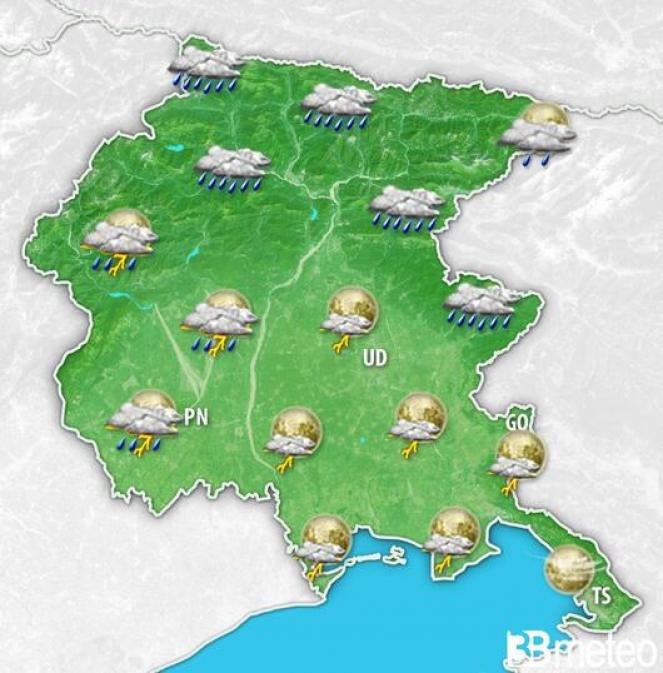 Friuli V.G: situazione meteo prevista per le primissime ore del 25 maggio. 