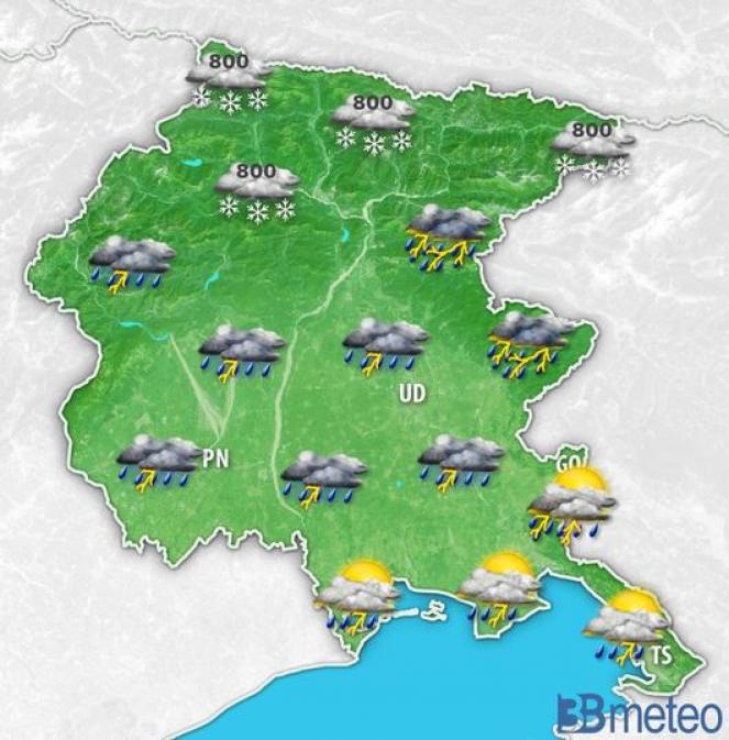 Friuli Venezia Giulia, evoluzione meteo domenica mattina