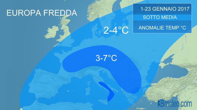 gennaio 2017 decisamente freddo in Europa