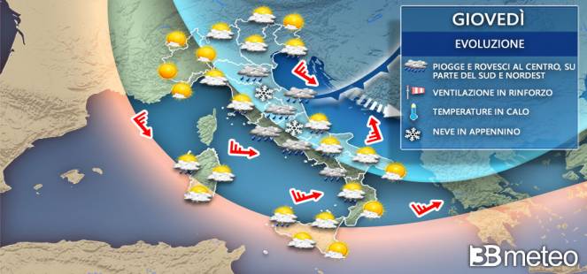 Peggiora sull Italia, fronte freddo da nord con PIOGGIA, rovesci e NEVE. Le previsioni