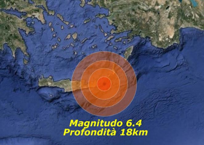 Grecia, violento terremoto vicino Creta, magnitudo 6.4