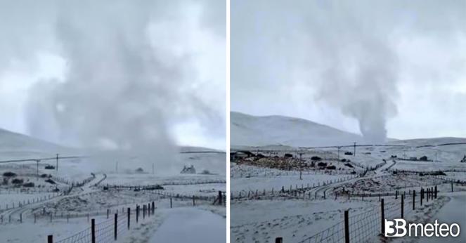 Il 'tornado di neve' ripreso in Scozia