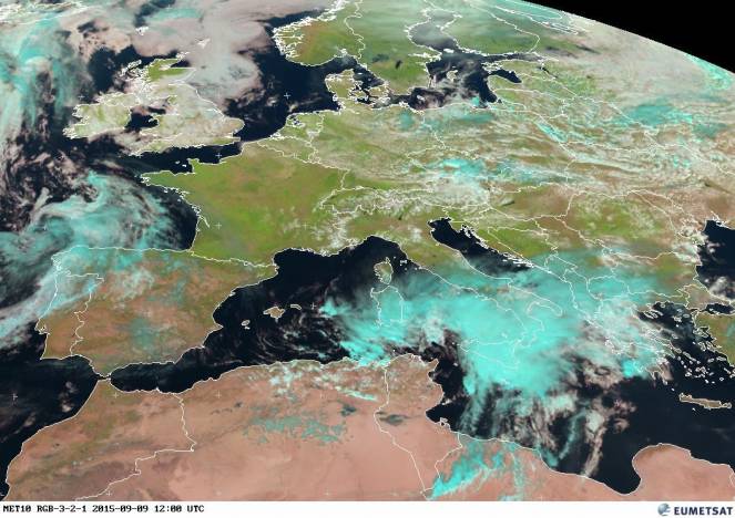 Il Ciclone mediterraneo ben visibile dalle immagini satellitari