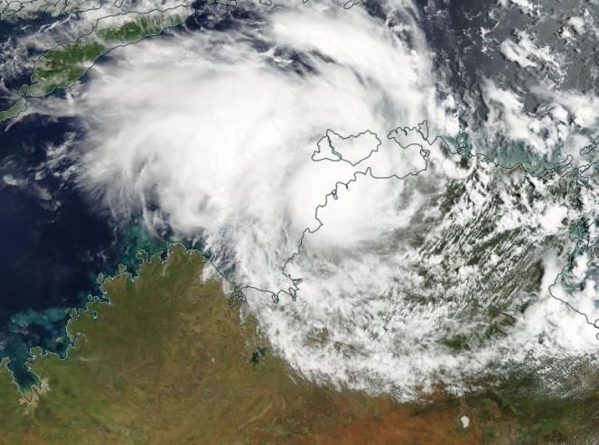 Il ciclone tropicale Marcus nel suo landfall su Darwin (Australia settentrionale)
