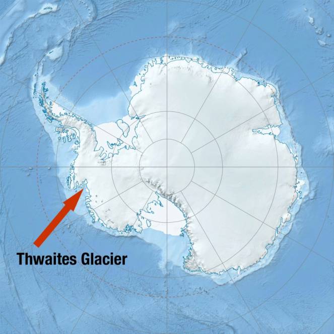 Il ghiacciaio Thwaites si trova esattamente qui in Antartide