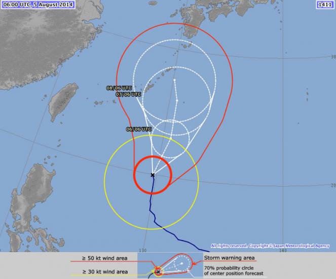 il percorso di Halong (Japan Meteorological Agency)