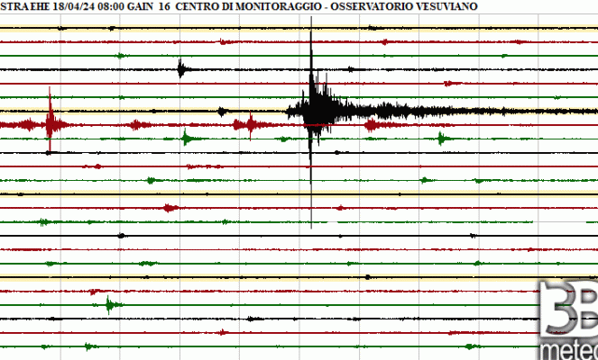 Il picco dell'esplosione ben visibile sul tracciato del sismogramma