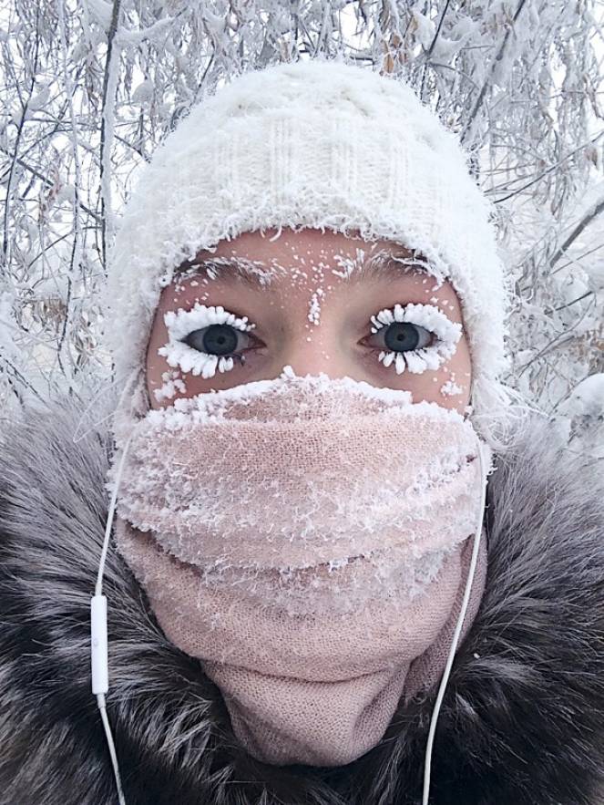 Il selfie virale di Anastasia Gruzdeva, Russia con -50°c di temperatura